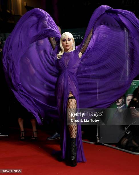 Lady Gaga attends the UK Premiere Of "House of Gucci" at the Odeon Luxe Leicester Square on November 09, 2021 in London, England.