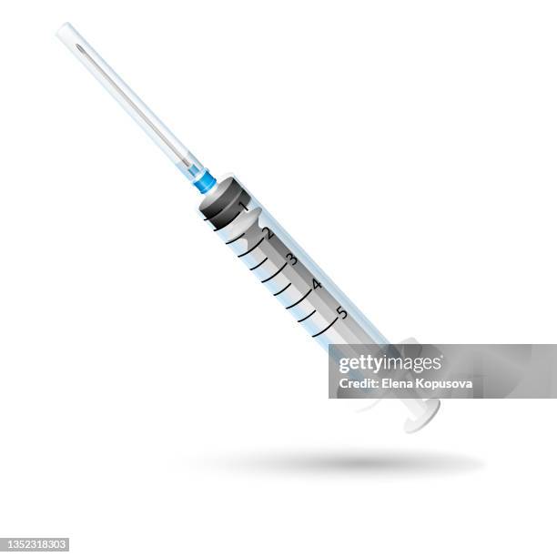 syringe on an isolated white background. 2d vector illustration for application, website, presentation or design in eps format - plastic injection stock illustrations