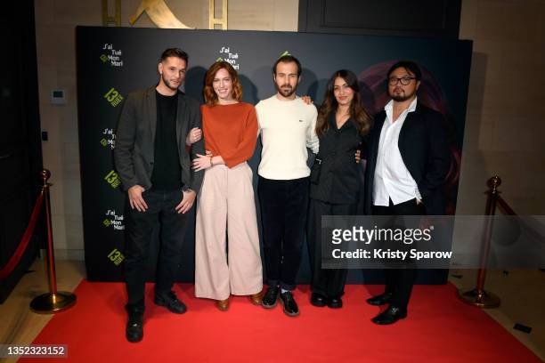 Melan Omerta, Erika Sainte, Antoine Gouy, Hiba Abouk and Christophe Tek attend the "J'Ai Tue Mon Mari" premiere at Cercle D'Aumale on November 09,...