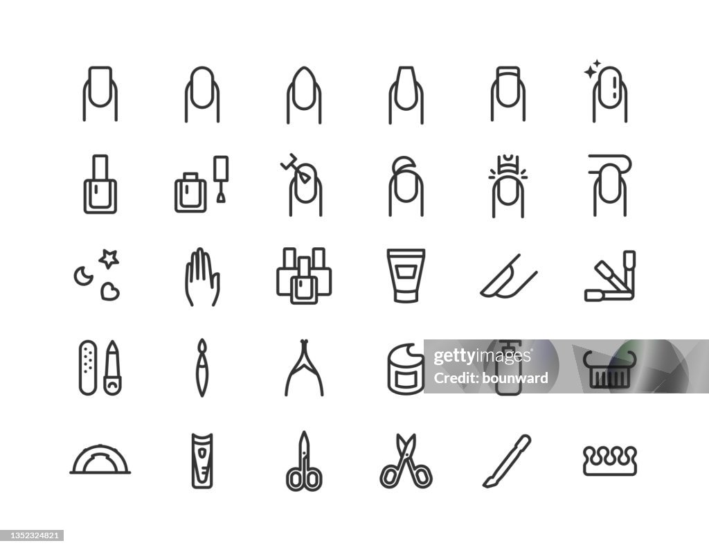 Nagel maniküre Liniensymbole Bearbeitbarer Strich