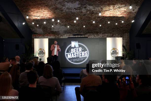 Atmosphere at a screening event celebrating the launch of new series Beer Masters at Camden Town Brewery on November 9, 2021 in London, England. The...