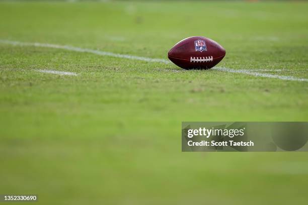 General view of the ball on the field during overtime of the game between the Baltimore Ravens and the Minnesota Vikings at M&T Bank Stadium on...