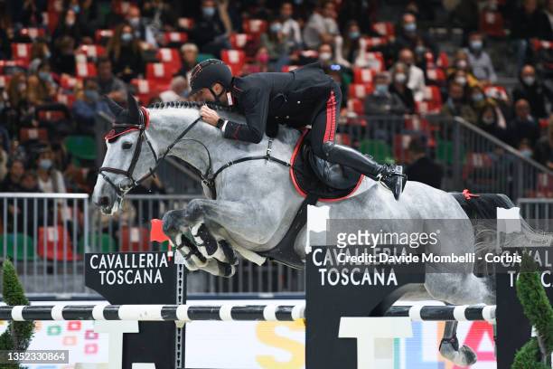 Roberto Previtali of Italy riding Come riding Semilly for the Franco Tucci jumping competition during the Longine World Cup CSI5-W on November 6,...