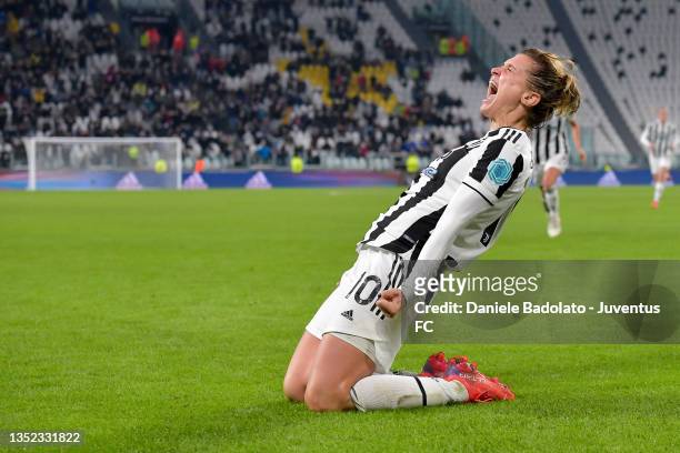Cristiana Girelli of Juventus women celebrates after scoring his team's second goal during the UEFA Women's Champions League group A match between...