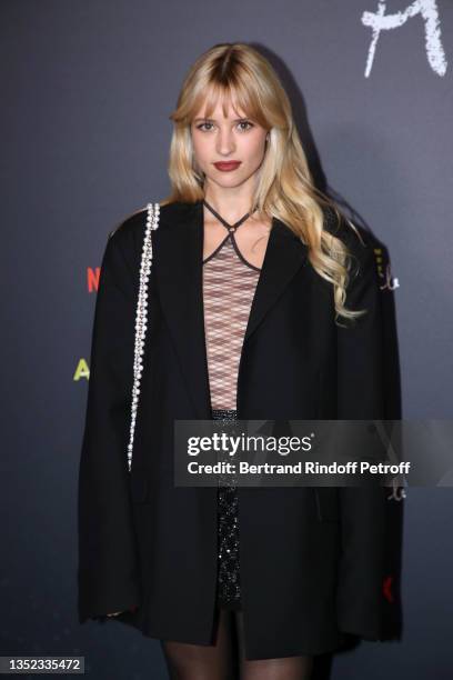 Singer Angèle attends the "Angèle" Documentary Movie Premiere on November 09, 2021 in Paris, France.