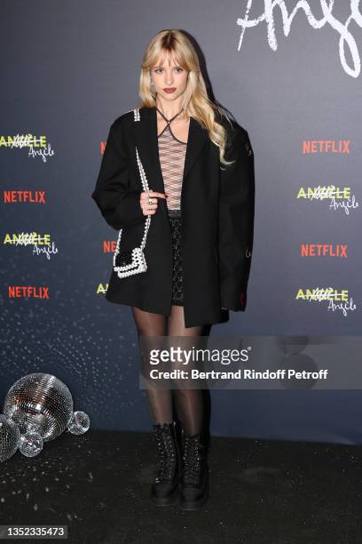 Singer Angèle attends the "Angèle" Documentary Movie Premiere on November 09, 2021 in Paris, France.