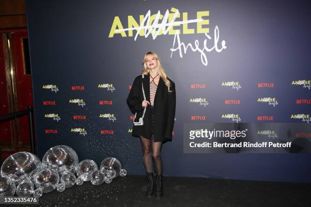 Singer Angèle attends the "Angèle" Documentary Movie Premiere on November 09, 2021 in Paris, France.