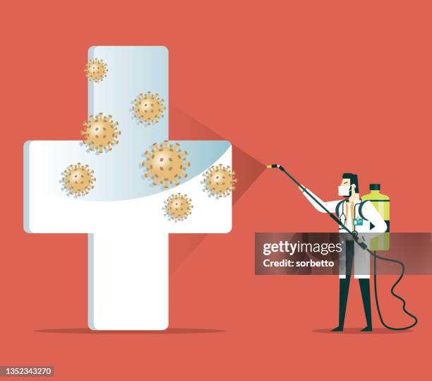 disinfection - covid-19 - weak immune system stock illustrations