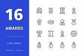 Awards Editable Stroke Line Icons