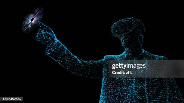 the man playing vr goggle with colorful lighting - face guard sport stock pictures, royalty-free photos & images