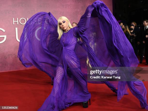 Lady Gaga attends the UK Premiere Of "House of Gucci" at Odeon Luxe Leicester Square on November 09, 2021 in London, England.