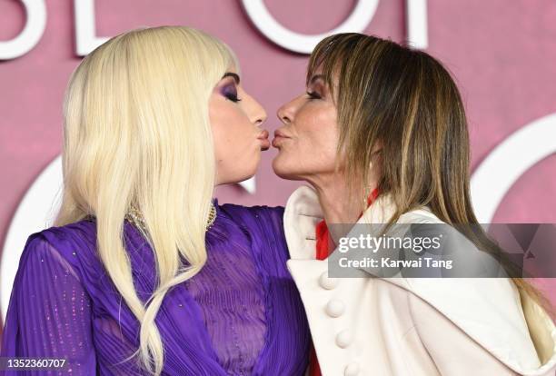 Lady Gaga and Giannina Facio attend the UK Premiere Of "House of Gucci" at Odeon Luxe Leicester Square on November 09, 2021 in London, England.