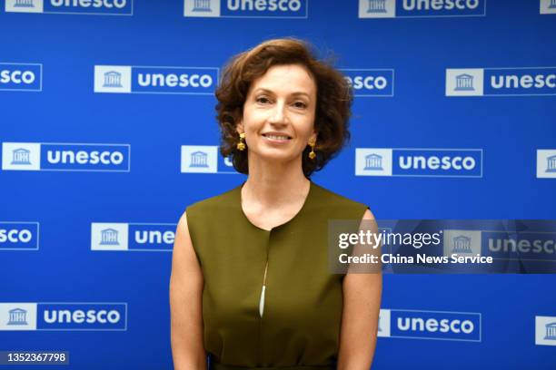 Audrey Azoulay, re-elected for a second mandate as director-general of the United Nations Educational, Scientific and Cultural Organization , meets...