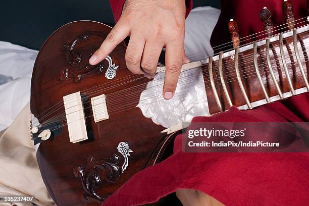 man playing the sitar - sittar stock pictures, royalty-free photos & images