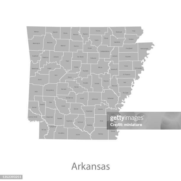 ilustrações, clipart, desenhos animados e ícones de mapa do arkansas - distrito