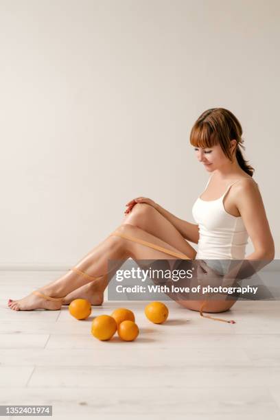 healthy lifestyle, young adult woman after massage beauty spa body care procedure self love beautiful hips and legs treatment - celulite stock pictures, royalty-free photos & images