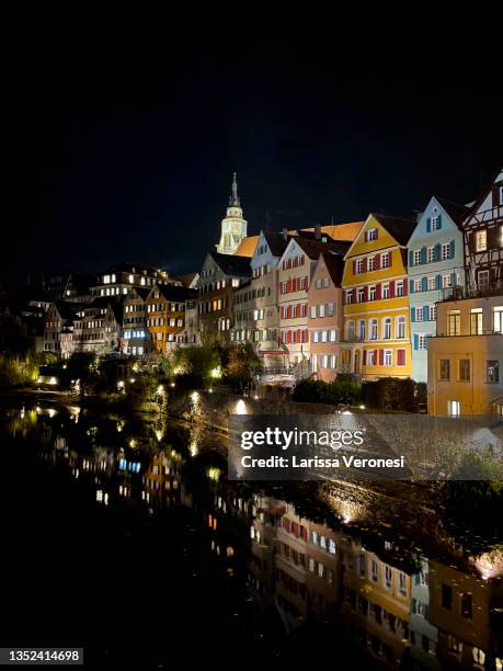 neckarfront at night, tübingen - tübingen stock pictures, royalty-free photos & images