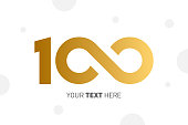 Number 100 lettering with an infinity symbol. 100 Years Anniversary Vector Illustration. Creative design. Business success. Vector illustration