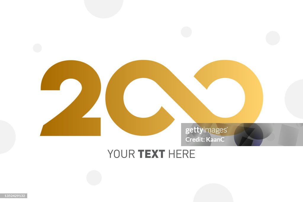 Number 200 lettering with an infinity symbol. 200 Years Anniversary Vector Illustration. Creative design. Business success. Vector illustration