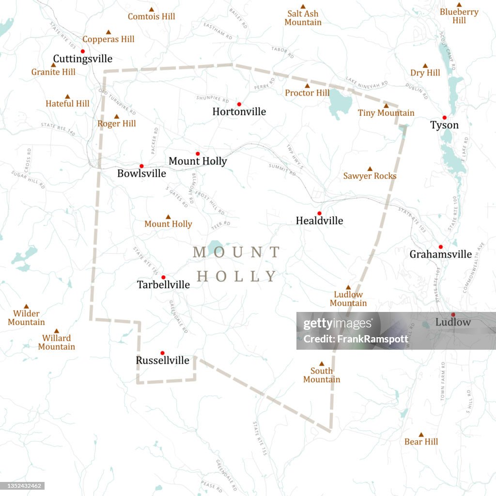 VT Rutland Mount Holly Vector Road Map