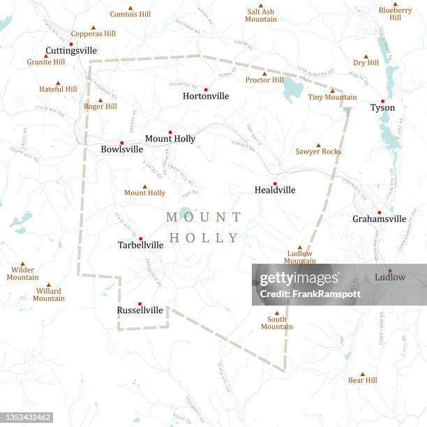 vt rutland mount holly vector road map - hortonville stock illustrations