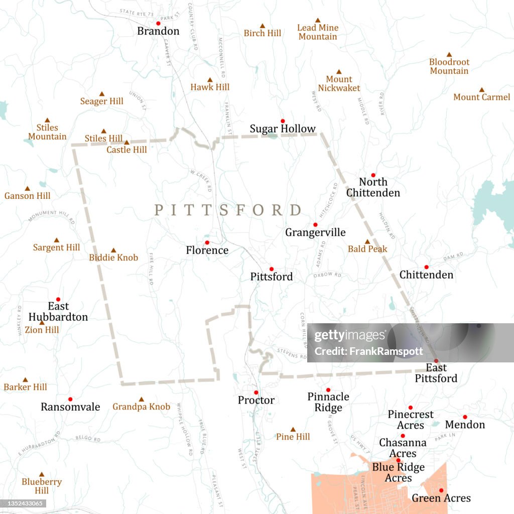 VT Rutland Pittsford Vector Hoja de ruta