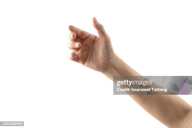 woman's hands holding something empty  isolated on white background. - main femme tenir photos et images de collection