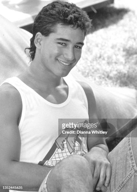 Actor Mario Lopez poses for a portrait circa 1989 in Los Angeles City.