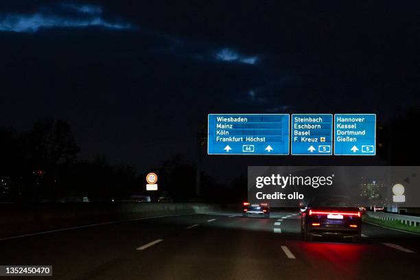 traffic on german autobahn a66 - road reflector stock pictures, royalty-free photos & images