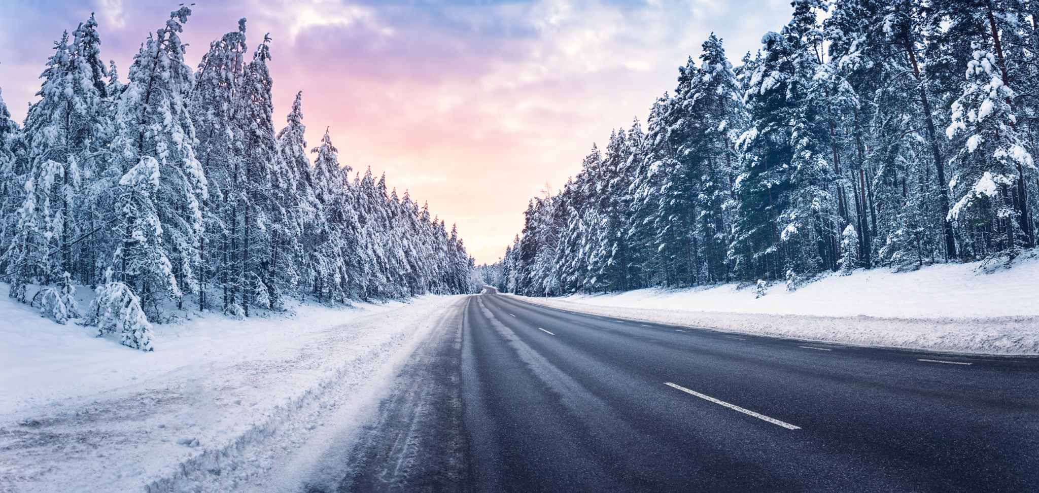 peaceful winter drive
