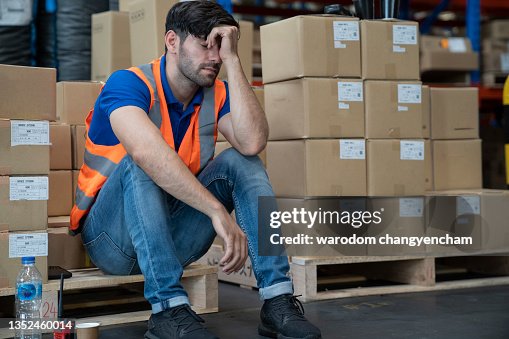 Depressed worker feel tried after overwork and disappointed for his job or being fired. Depressed worker feel tried after overwork and disappointed for his job or being fired.