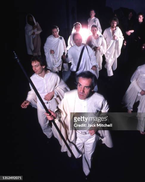 View of cast members in a BAM Theater Company production of 'Julius Caesar,' New York, New York, March 1978.