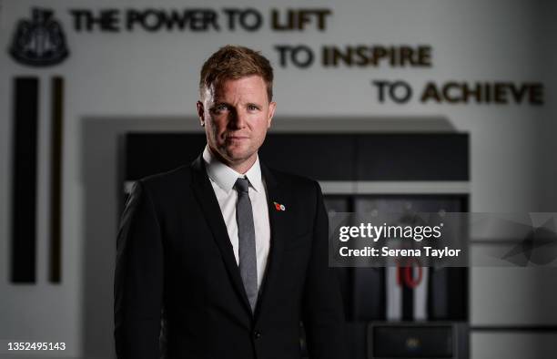 Newcastle United Head Coach Eddie Howe poses for a photograph in the home changing rooms during his first press conference as Head Coach at St. James...