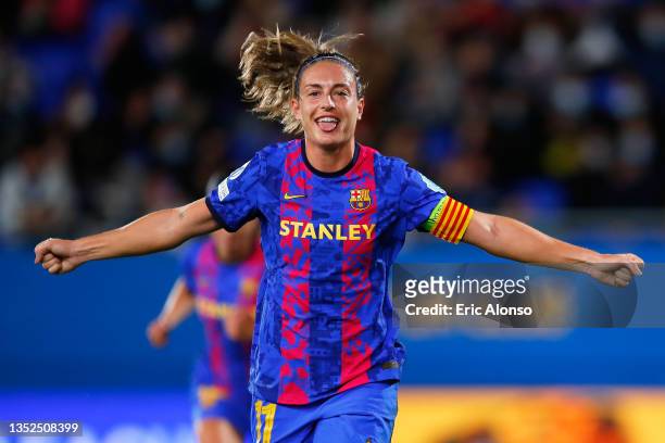 Alexia Putellas of FC Barcelona celebrates scoring his side's 2nd goal during the UEFA Women's Champions League group C match between FC Barcelona...