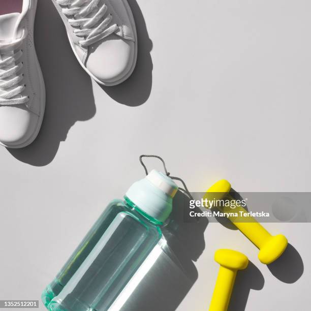 conceptual modern photo with sports equipment. - sports equipment stock pictures, royalty-free photos & images