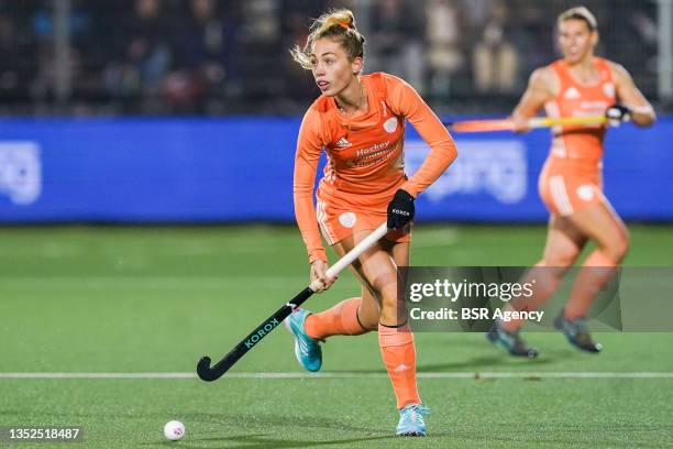 Laura Nunnink of The Netherlands during the Women's FIH Pro League match between Netherlands and Belgium at Wagener Hockey Stadium on November 10,...