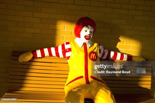 Ronald McDonald statue sits on the porch of the Ronald McDonald House, in Chicago, Illinois on NOVEMBER 15, 2011.