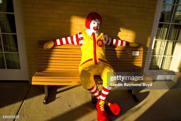 Ronald McDonald statue sits on the porch of the Ronald McDonald House, in Chicago, Illinois on NOVEMBER 15, 2011.