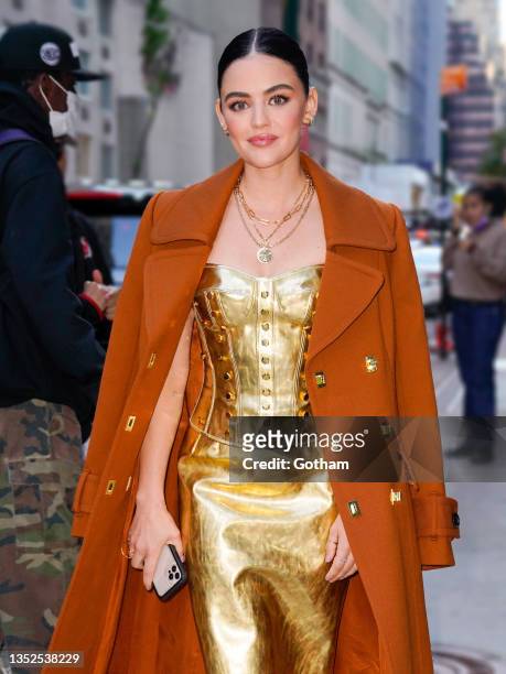Lucy Hale is seen on November 10, 2021 in New York City.