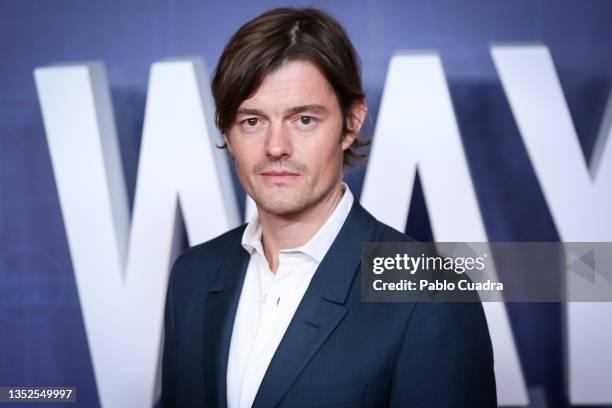 British actor Sam Riley attends the 'Way Down' premiere at Capitol cinema on November 10, 2021 in Madrid, Spain.