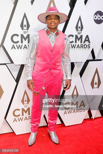 Jimmie Allen attends the 55th annual Country Music Association awards at the Bridgestone Arena on November 10, 2021 in Nashville, Tennessee.