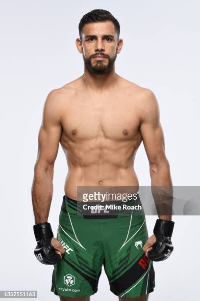 Yair Rodriguez poses for a portrait during a UFC photo session on November 10, 2021 in Las Vegas, Nevada.
