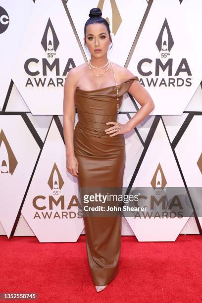Katy Perry attends the 55th annual Country Music Association awards at the Bridgestone Arena on November 10, 2021 in Nashville, Tennessee.