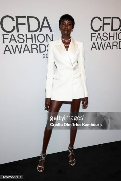 Anok Yai attends the 2021 CFDA Fashion Awards at The Grill Room on November 10, 2021 in New York City.