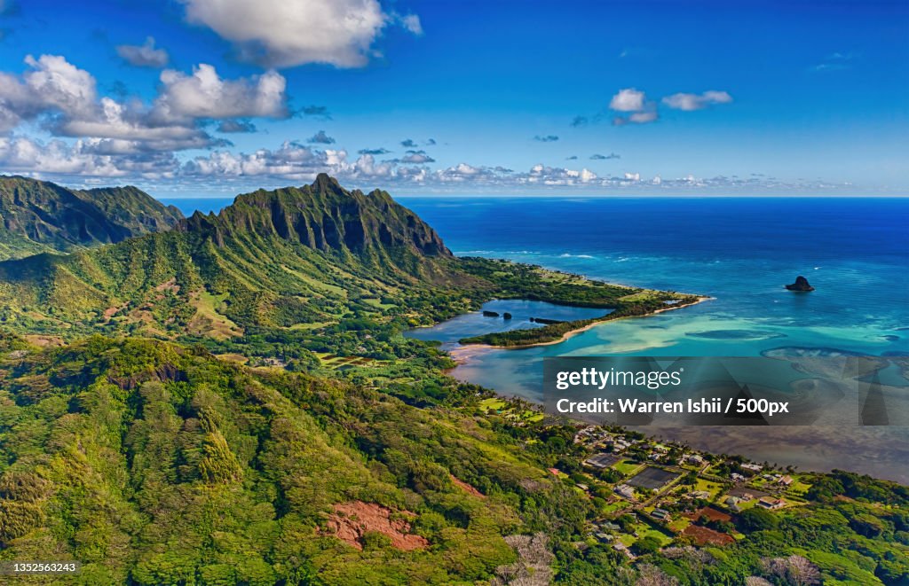 Scenic view of sea against sky,Waikane,Hawaii,United States,USA