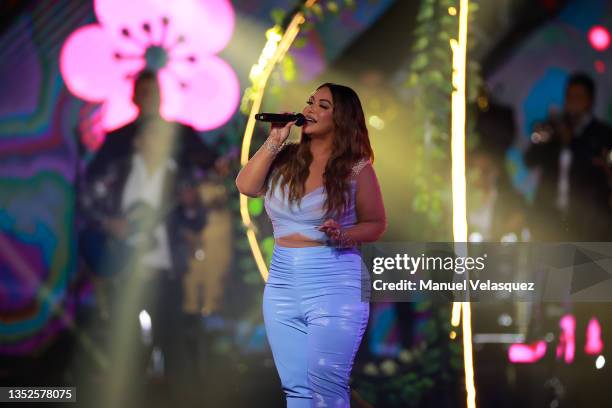 Chiquis Rivera performs at EstrellaTV's Premios de la Radio at Expo Santa Fe México on November 10, 2021 in Mexico City, Mexico.