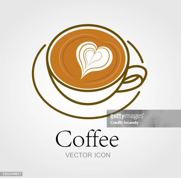 ilustraciones, imágenes clip art, dibujos animados e iconos de stock de diseño de símbolo de fancy coffee - coffee heart