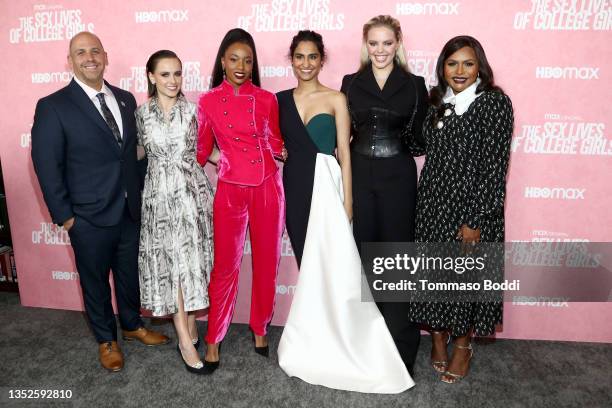 Justin Noble, Pauline Chalamet, Alyah Chanelle Scott, Amrit Kaur, Reneé Rapp, and Mindy Kaling attend the Los Angeles Premiere Of HBO Max's "The Sex...