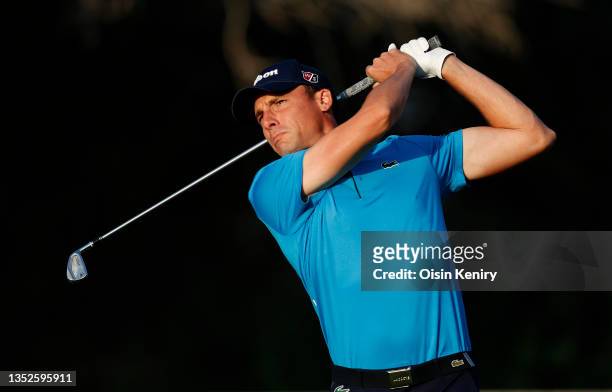 Benjamin Herbert of France tees off on the 11th hole during the first round of The AVIV Dubai Championship held on the Fire Course at Jumeirah Golf...