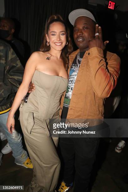 Maeta and Troy Ave attend Tone Stith & Maeta In Concert - New York, NY at S.O.B.'s on November 10, 2021 in New York City.